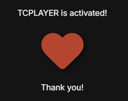 TCPLAYER activated license key screenshot